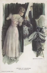 Sense of Hearing - Anxious Moments: A Woman Eavesdropping on a Conversation
